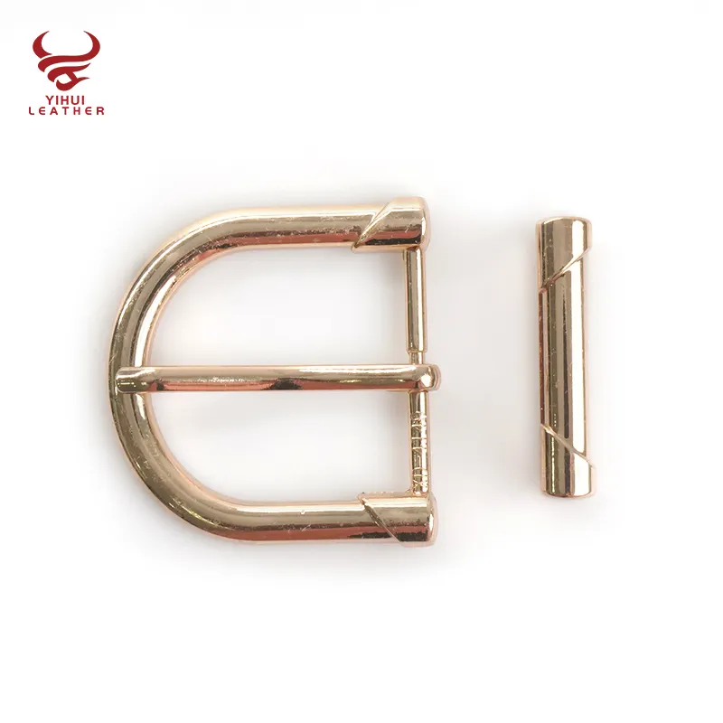 Custom logo alloy women pin belt buckle set with 2 piece rose gold side belt buckle 25mm