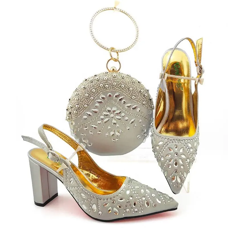 AB8622 dama zapatos de fiesta bolsa de diseño hermoso de alta calidad de la Pu de tacón: 9cm zapatos encuentro bolsa