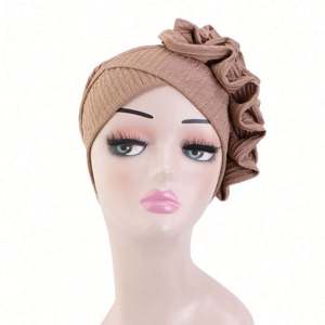 Nouveau design tendance, turban multifonction à fleurs, protection des cheveux en polyester, bonnet chimio extensible, foulard musulman pour la vie quotidienne - Product Image 4