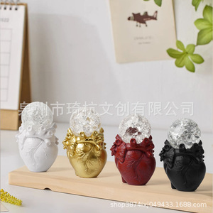 Simulated Heart Resin Ornament With <b>Crystal</b> <b>Ball</b> For Home Decor Valentine'S Day Gift Contemporary Design Single Piece - Product Image 2
