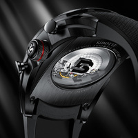 Montre mécanique chronographe squelette de luxe pour homme, automatique unique, bracelet en caoutchouc ovale, design ajouré élégant, style hip-hop, acier inoxydable 316L