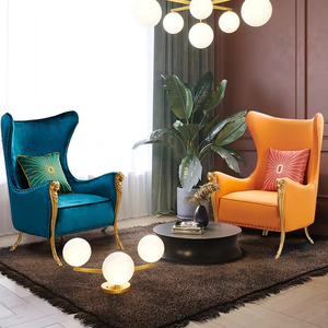 Sillón reclinable de lujo, sofá de estilo europeo, <span class=keywords><strong>sillones</strong></span> de terciopelo de latón dorado, silla decorativa de salón de gama alta, sillón clásico - Product Image 1