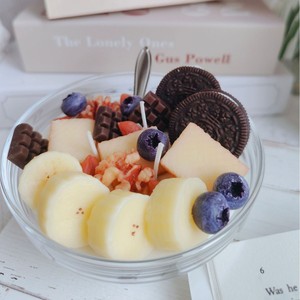 Yaourt aux fruits, crème glacée créative, bougie parfumée aux noix, bougie artisanale en cire de soja + cire d'abeille, forme de fruit réaliste, ornement souvenir - Product Image 2