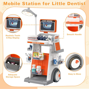 Ensemble de jouets de jeu de rôle pour enfants, médecin et infirmière, en plastique, comprenant des outils médicaux et des chariots à main avec des dents - Product Image 4