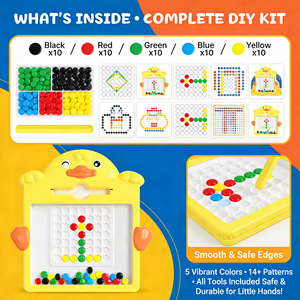 AiJH Juguete Educativo Creativo y Divertido de Plástico, Rompecabezas con 50 Cuentas de Colores, <span class=keywords><strong>Tablero</strong></span> de Dibujo para Niños - Product Image 5