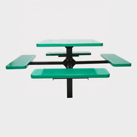 Table de pique-nique piédestal en acier commerciale publique extérieure avec banc restaurant école à l'extérieur table et chaise en métal robuste