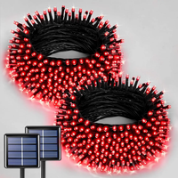 Guirlande lumineuse LED solaire pour Noël, décoration extérieure pour jardin, rue, arbre, mariage, fête, blanc chaud, rouge, bleu