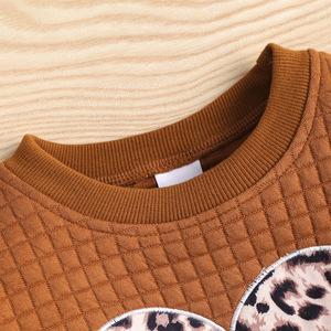 Conjunto de Ropa Casual de Algodón con Estampado Marrón para Niña, 2 Piezas, Top de Manga Larga y Pantalones con Estampado de Leopardo - Product Image 3