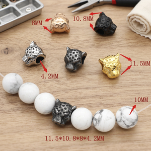 Yunnique Leopard Head Scattered <b>Beads</b> 8mm 10.8mm 11.5mm Stainless Steel Casting Spacer for <b>Bracelet</b> <b>Making</b> Jewelry Components - Product Image 2