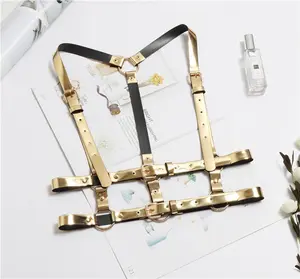 Gold Silver Fashion Punk Ladies Suspender Patent PU Leather Women Sexy Waist Corset Belt