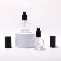 Bouteille en verre épais XD Modèle 48, cylindrique, transparente, violette, 30 ml (1 oz), avec bouchon à vis, personnalisable avec logo gravé, vide, pour cosmétiques et huiles essentielles