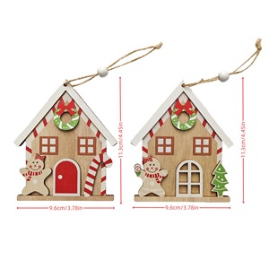 Ornement suspendu en bois en forme de maison de pain d'épices, rouge et blanc, décoration de Noël, cadeau artisanal - Product Image 5