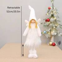Figurine d'ange ailé rétractable blanche et rose en tissu pelucheux long, ornement de Noël