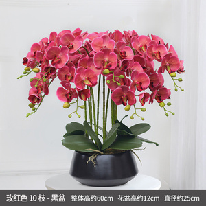 Venta al por mayor de alta calidad decoración del hogar jarrón planta de seda <span class=keywords><strong>blanca</strong></span> en maceta flores artificiales Phalaenopsis orquídea púrpura con maceta - Product Image 6