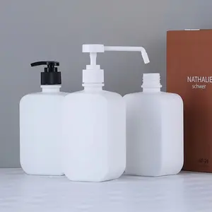 Großhandel PE-Kunststoff 500 ml Luxus-Lotion-Pumpflasche Kunststoff quadratische geformte Handwaschflüssigseife Shampooflasche