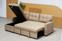 Sofá cama extraíble, precio barato, tela de lino, sofá cama en forma de L, sofá cama que ahorra espacio, Diván, caja de almacenamiento, sofá cama