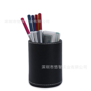 Portalápices redondo minimalista negro, organizador de escritorio de oficina, regalo promocional multifuncional. - Product Image 1