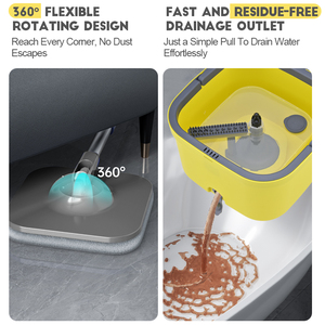 Okkihome Quay Lau Và Xô Riêng Biệt Bẩn Và Nước Sạch Với Rộng Có Thể Gập Lại Xử Lý Và 2 Có Thể Thay Thế Lau Miếng Đệm - Product Image 2