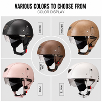 Casque de moto vintage rétro LDQ demi-face en ABS homologué DOT avec visière transparente à dégagement rapide unisexe toutes saisons