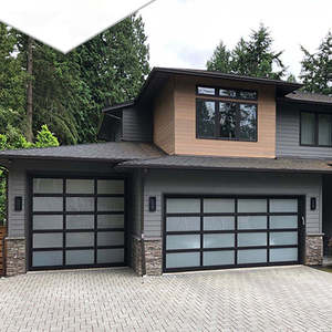 Alliage d'aluminium Matériau Verre dépoli Moderne Nouveau Noir Sectionnel Coulissant Automatique Porte de Garage Isolé - Product Image 4