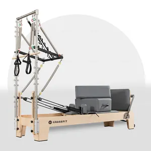 Alta qualità Yoga Studio allenamento Indoor Pilates Reformer con torre trapezio quercia acero legno Pilates Reformer mezza torre