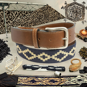 เข็มขัดหนังแอฟริกันประดับลูกปัด พรีเมียม หัวเข็มขัดทองเหลือง ลายเพสลีย์ เย็บมือ สไตล์คาวบอยตะวันตก ทนทาน น้ำหนักเบา สวมใส่สบาย - Product Image 6