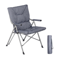 Chaise de plage pliable à dossier haut, rembourrage en coton, cadre en aluminium, design moderne confortable, housse amovible, camping en plein air, pêche