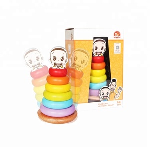 Enfant en bois Empiler Bébé Arc-En-Ciel <span class=keywords><strong>Tour</strong></span> Jouet - Product Image 5