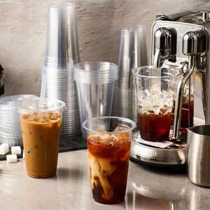 Gobelets jetables transparents en PET de 10 oz avec couvercles, fond plat personnalisé de 90 mm pour crème glacée, bubble tea, vodka, eau minérale - Vente en gros - Product Image 4