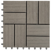 Dalles de terrasse en composite WPC (bois-plastique) recyclé, antidérapantes, imperméables, carrées, à emboîtement, 300x300mm