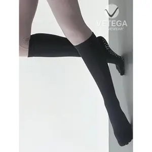 Calcetines Vetega hasta la Rodilla con 5 Dedos para Adultos, 100% Algodón Tejido Antideslizante, Color Negro Sólido, Uso Diario Informal para Otoño - Product Image 4