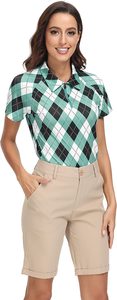 Camisa polo feminina, camisa polo de manga curta estampada - Product Image 4