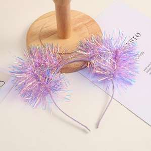 Bandeau d'oreille de chat en paillettes métalliques, coiffe laser rave, fête holographique, serre-tête, accessoires de photographie pour Noël, anniversaire - Product Image 5