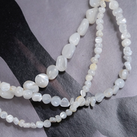 Manik-manik Serpihan Mutiara Putih Bentuk Tidak Beraturan, Kerang Alami 3-4mm/5mm/6-7mm untuk Pembuatan Perhiasan DIY Grosir