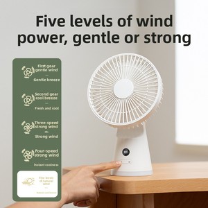 Nuova Ventola da Tavolo Silenziosa Alimentata via USB con Motore <span class=keywords><strong>DC</strong></span> Brushless e Controllo a 5 Velocità, Luce Notturna e Display Digitale per Casa e Ufficio - Product Image 2