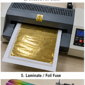 Rouleau de film réactif pour toner d'imprimante laser pour plastifieuse, invitations DIY, certificats, finition brillante ou mate, or ou argent - Product Image 5