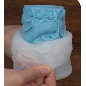 Ocean Themed Cylindrical Relief <b>Candle</b> <b>Mold</b> Transparent White Customizable Shape For DIY <b>Candle</b> Making Kits - Product Image 3