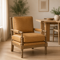 Fauteuil d'appoint moderne rembourré avec structure en bois massif, fauteuil de détente pour salon ou coin détente