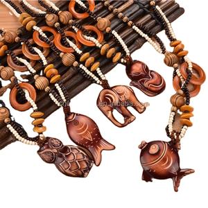 Fabrika Outlet Bohemian Vintage etnik ahşap yıldız ay uzun el yapımı mala boncuk kolye ve kadınlar için kolye bildirimi kolye - Product Image 1
