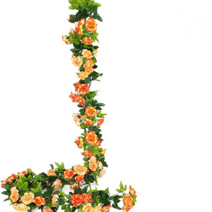 Guirlandes de roses artificielles, feuilles vertes et violettes, décoration de mariage, bouquet en tissu plastique - Product Image 3