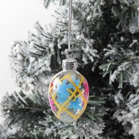 Ornement de Noël en verre transparent en forme d'œuf, boule de Noël colorée à motif floral, boule en verre peinte à la main, décoration de maison pour les fêtes, vente en gros personnalisée pour les festivals