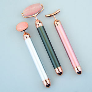 Rouleau de massage vibrant V produits de massage du visage <span class=keywords><strong>jaderoller</strong></span> en quartz rose naturel - Product Image 5