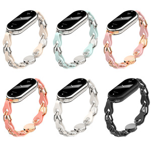 <span class=keywords><strong>Bracelet</strong></span> en <span class=keywords><strong>cuir</strong></span> de luxe personnalisé pour Mi Band 9/10, <span class=keywords><strong>bracelet</strong></span> en acier inoxydable, chaîne creuse tendance, <span class=keywords><strong>boucle</strong></span> magnétique - Product Image 2