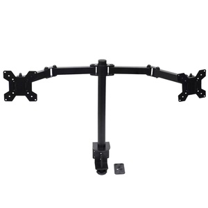 Support <span class=keywords><strong>double</strong></span> moniteur pour <span class=keywords><strong>écran</strong></span> de 27 pouces, montage sur table de bureau avec <span class=keywords><strong>bras</strong></span> réglables, inclinaison à 90 degrés, nouveau modèle en acier SPCC - Product Image 3