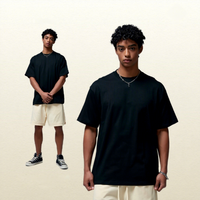 Kaos Terbaru 190G Oversize Pria Katun Murni Streetwear Merk Ternama Lengan Pendek Warna Solid Polos Bernapas