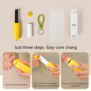 Factory Wholesale Reusable Portable Banana Shape Lint Roller Remover Brush For Dust Clothes Pet Hair