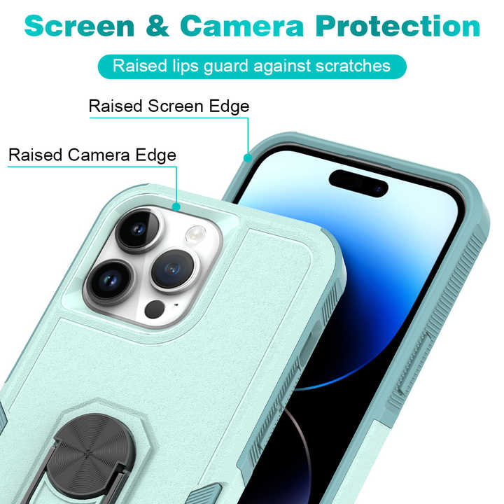 Four Corners Shockproof Car Magnet 16 Pro Max Phone case Unique and Stylish Luxury I Phone Metal Ring Holder case for Phone 15
