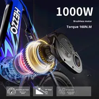 Bicicleta Eléctrica Potente de Fibra de Carbono con Suspensión Completa, Motor sin Escobillas de 1000W 52V 21AH de Transmisión Media, Resistente al Agua, Batería de Larga Duración, 26*4.5
