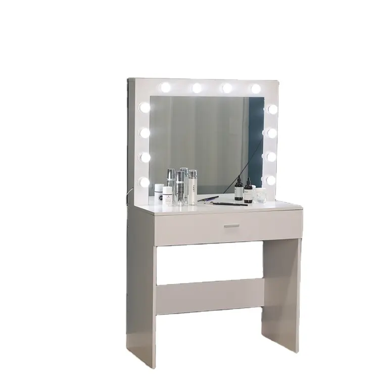 Customizable High Quality Style Smart Big Luxury Makeup Table With Led Light Bulbs