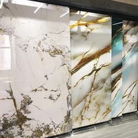 Lámina de Chapa de Mármol UV, Panel de Pared de Mármol de 3 mm, Revestimiento de PVC Ignífugo, Panel de Pared de PVC para Interiores del Hogar, Decoración de Sala de Estar